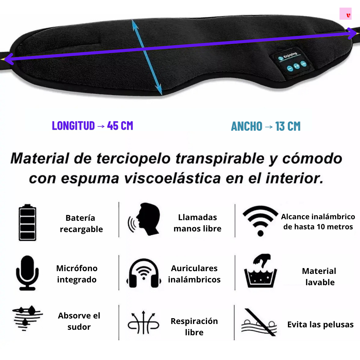 😴 Antifaz Con Audifonos Para Dormir