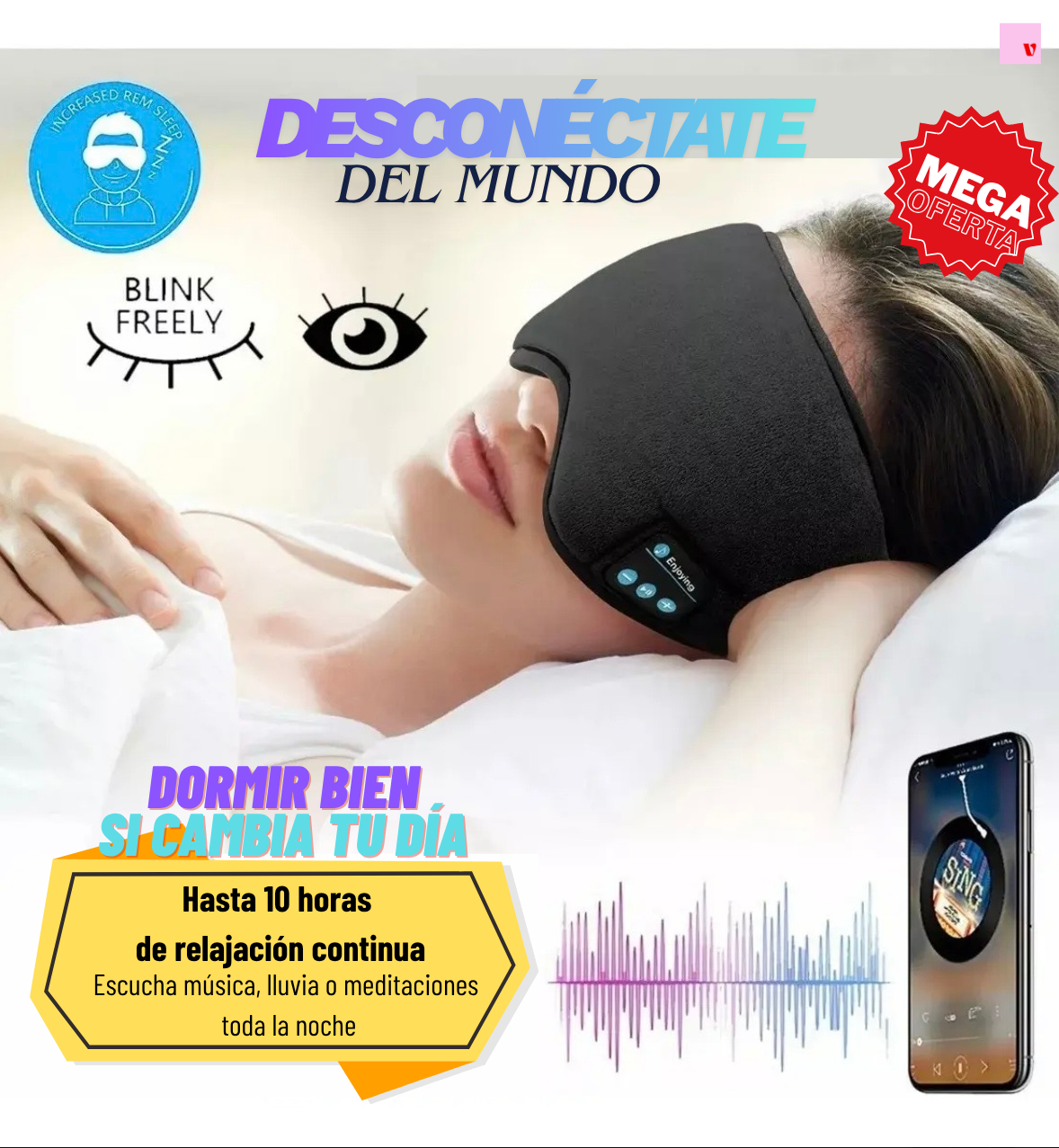 😴 Antifaz Con Audifonos Para Dormir