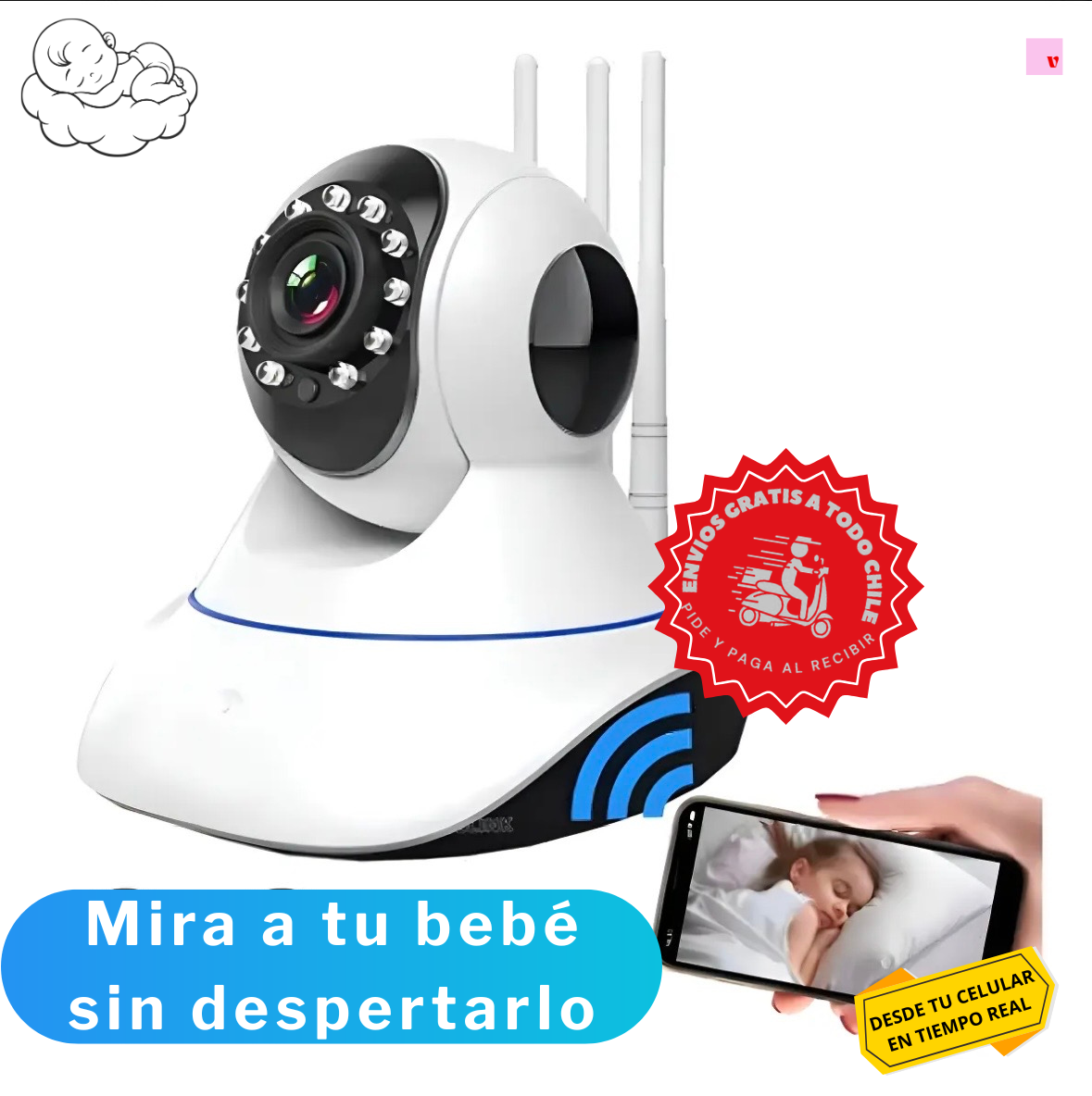 Ojo Materno 360° - Cámara Robótica con Triple Antena y Visión Nocturna 🛡️✨