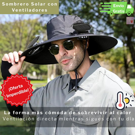Sombrero Solar con Ventiladores