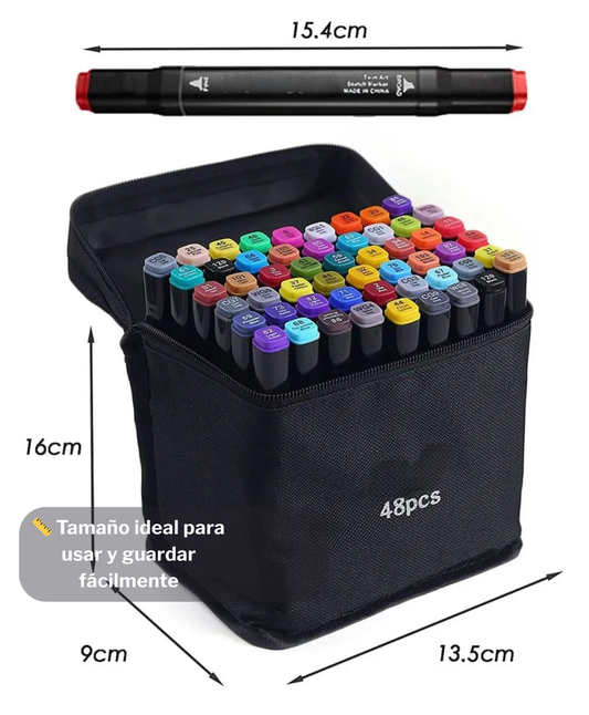 Set de Marcadores Creativos Doble Punta – 48 Colores