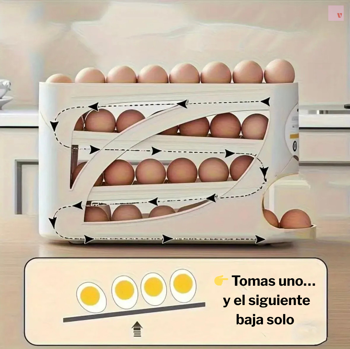 👉 DispensaHuevos Organizador 4 Niveles