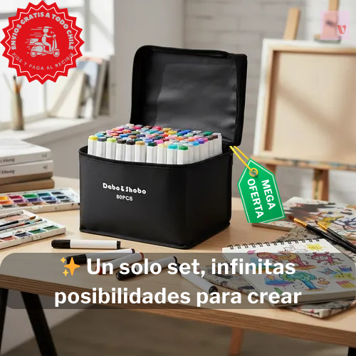 Set de Marcadores Artísticos Doble Punta – 80 Colores